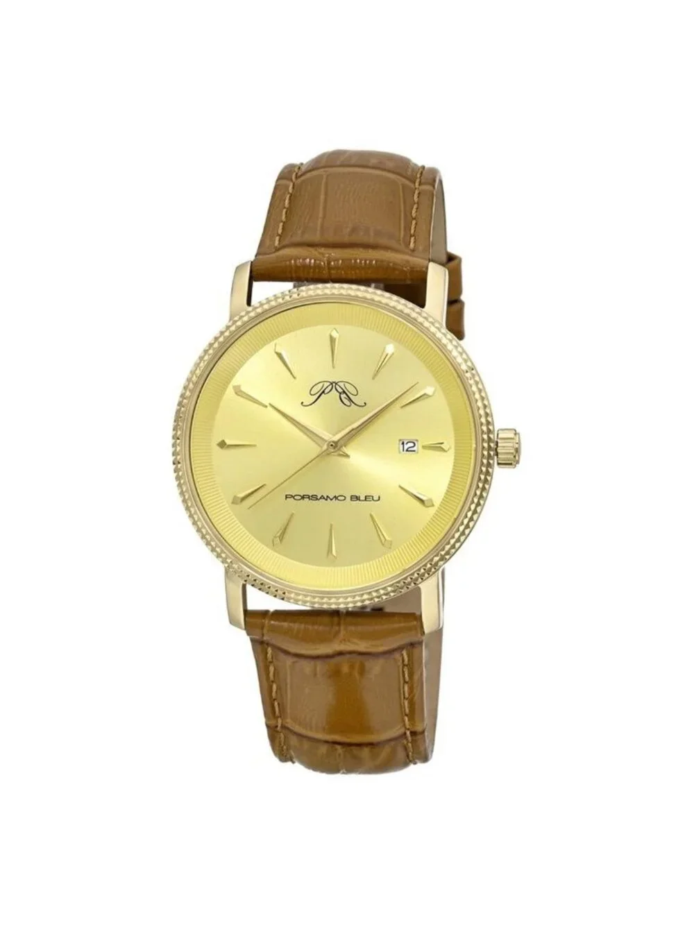 NWT Porsamo Bleu Veritas 2 Quartz Gold Dial Men's Watch